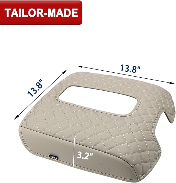 KBH Center Console Armrest Cover for Chevy Suburban Tahoe & GMC Yukon 2015-2020, Silverado & Sierra 1500 2500 3500 2014-2018, Bucket Seat, Customized Arm Rest Lid Protective Cushion, PU Leather
