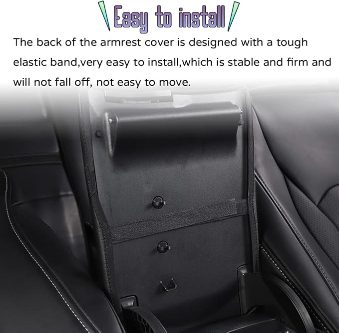 Custom Interior Accessories for Lexus RX 350 350L 450h 2015 2016 2017-2022 PU Leather Center Console Armrest Box Cover Armrest Cushion Central Armrest Protector Pad(Black with White Stitching)
