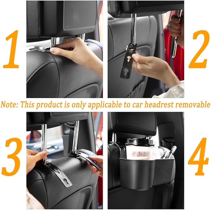 2 in 1 Car Seat Back Organizer with 3.2" Cup Holder,Multifunction Car Headrest Seat Back Organizer for Drink Food Tray,Universal Headrest Cup Holder for Most Cars Trucks SUVs