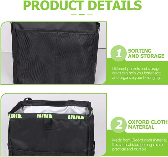Car Seat Back Organizer Waterproof Large Capacity Hanging Storage Bag Multipurpose Car Trash Can for Backseat Travel Automotive Storage Organizer