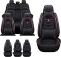 MVRVMV Luxury Car Seat Covers for Honda Pilot 2010-2026, Wear-Resistant Front and Rear Seat Cover with 2* Neck Pillow and 2* Lumbar Support (8 Seat Luxury, Black-Red