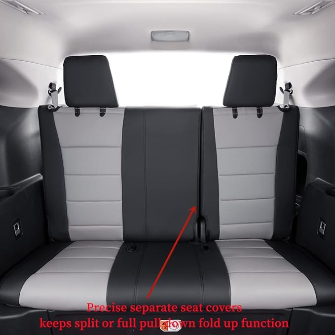 coverdream Custom Seat Covers Compatible with Select Toyota Highlander 2014 2015 2016 2017 2018 2019,Three Row,Second Row Captain Chair - Leatherette (Black/Gray,Full Set)