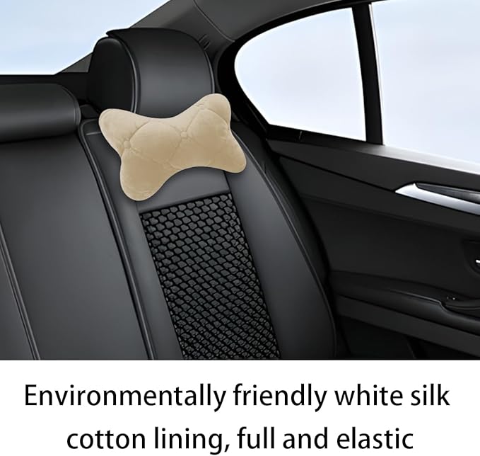 2PCS Car Headrest Pillow, Soft Comfortable Vehicle Neck Pillow Cushion, Automotive Interior Head Rest Pad Accessories for Driving Fatigue Relief, Universal for SUV, Sedan, Truck (Beige)