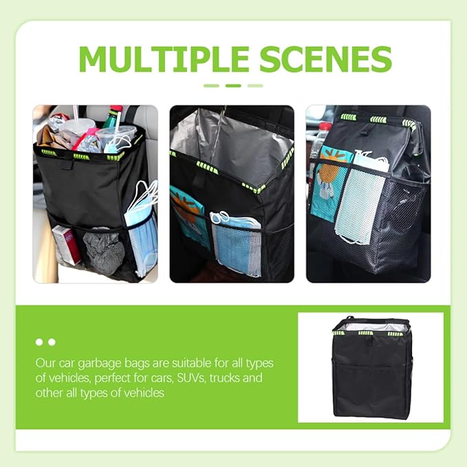 Unomor Waterproof Car Seat Back Organizer Large Capacity Multi-Functional Storage Hanging Bag with Trash Can for Backseat Car Storage and Travel Use