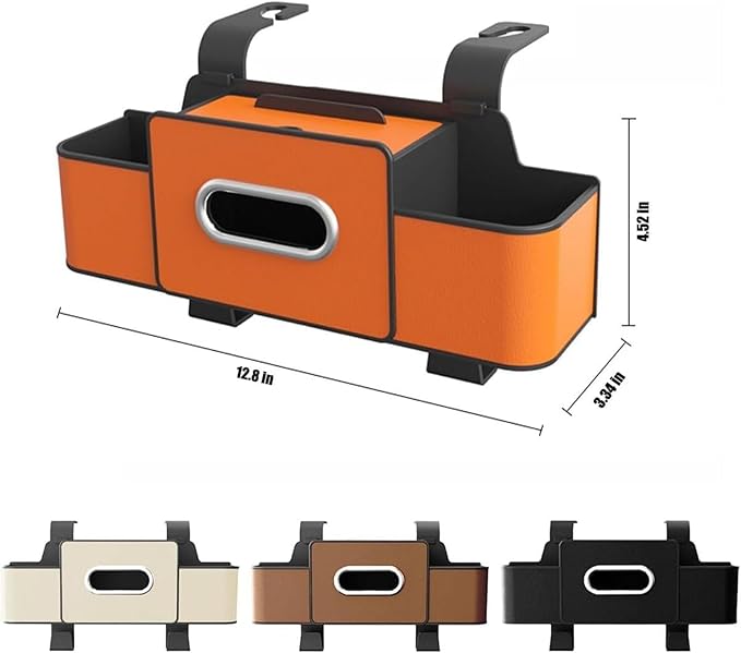 Geshus Backseat Organizers Hanging Storage, Car Seat Back Organizer With Tissue Holder, For Hold Phone,Drinks,Handbag,Compatible With Most Vehicles (Orange)