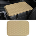 Car Center Console Cover, Leather Memory Foam Vehicle Arm Rest Cushion Pad, Waterproof Automotive Interior Armrest Seat Box Protector Accessories, Universal for SUV, Sedan, Truck (Beige)
