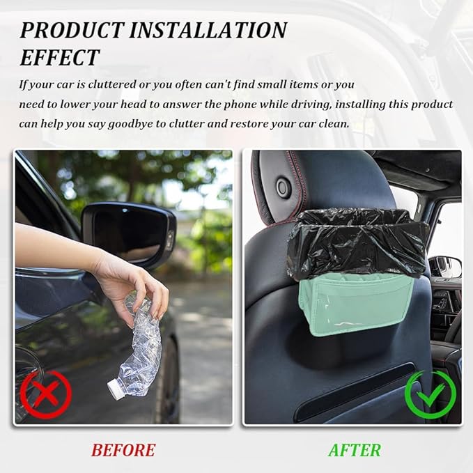 Car Seat Back Organizer, Car Organizers and Storage, PU Leather Vehicle Backseat Hanging Storage Pocket, Multipurpose Auto Travel Essentials Accessories for Kids & Adults, Universal for Cars (Green)