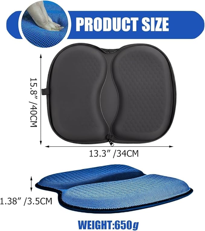 masteymoh Foldable Seat Cushion for Travel, Honeycomb Gel Cushion with Zipper & Handle, Portable Silicone Gel Seat Cushion for Cars, Honeycomb Butt Pillow 15.8 x 13.3 x 1.4 Inches (1 in Black)