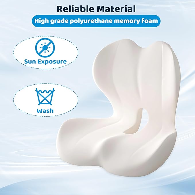 Memory Foma Car Seat Cushion Reducing Sciatica Pressure, Truck Driver Long Travel Hemorrhoid Pillow, Ergonomic Non Slip Wheelchair Cushions, Comfort Office Home Chair Back Pad