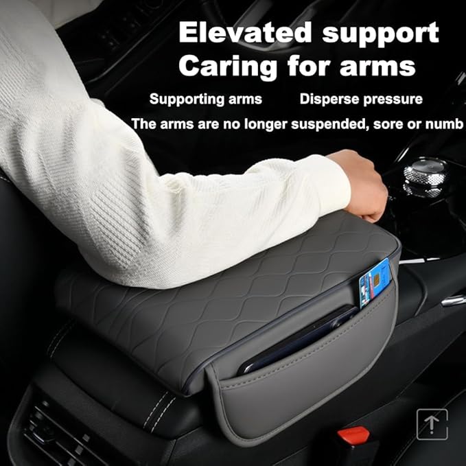 Center Console Armrest Cover Compatible with Kia K5 2021-2025 Leather Car Armrest Cushion Pad Protector Black Interior Accessories,Black