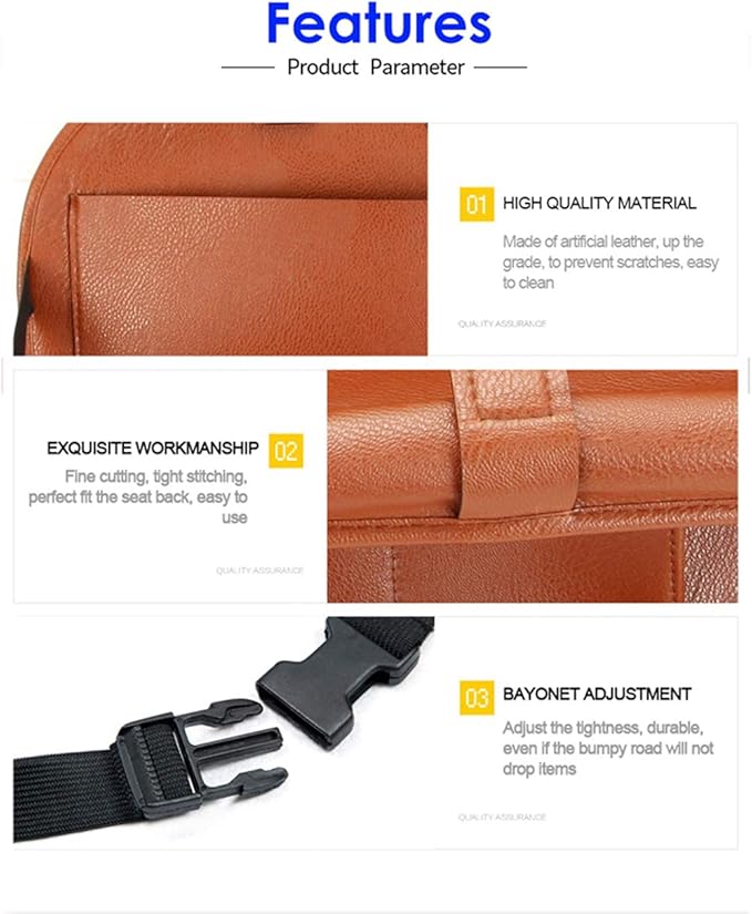 Car Seat Back Organizer PU Leather Storage Bag Universal Auto Multi-pocket Backseat Organizer with Foldable Table Tray
