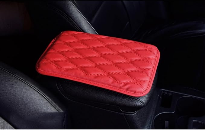 x xotic tech Car Center Console Cushion Pad, Universal Waterproof Leather Armrest Seat Box Cover Protector Auto Interior Accessories for Most Cars, SUV, Truck 7.8" x 12" (Red)