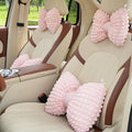 4 Pack Bow Shaped Car Headrest Pillow and Lumbar Support Pillow Cute Butterfly Knot Throw Pillow for Car Driving Seat Decor