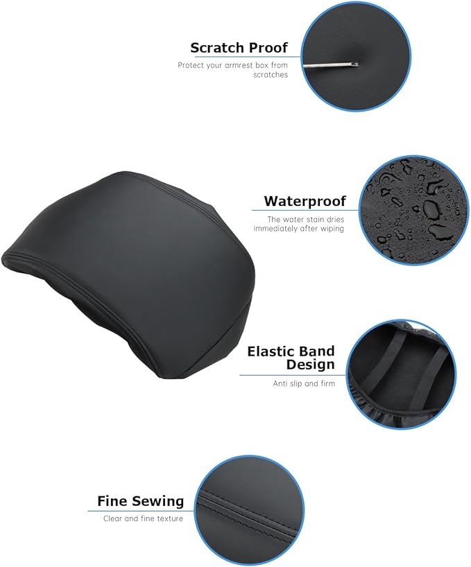 INTGET for 2024 2025 2026 Lexus GX 550 Center Console Cover Leather with Thin Pad Center Arm Rest Cover Middle Console Protector for Lexus GX 550 Accessories 2024 2025 2026 (Black Stitches)