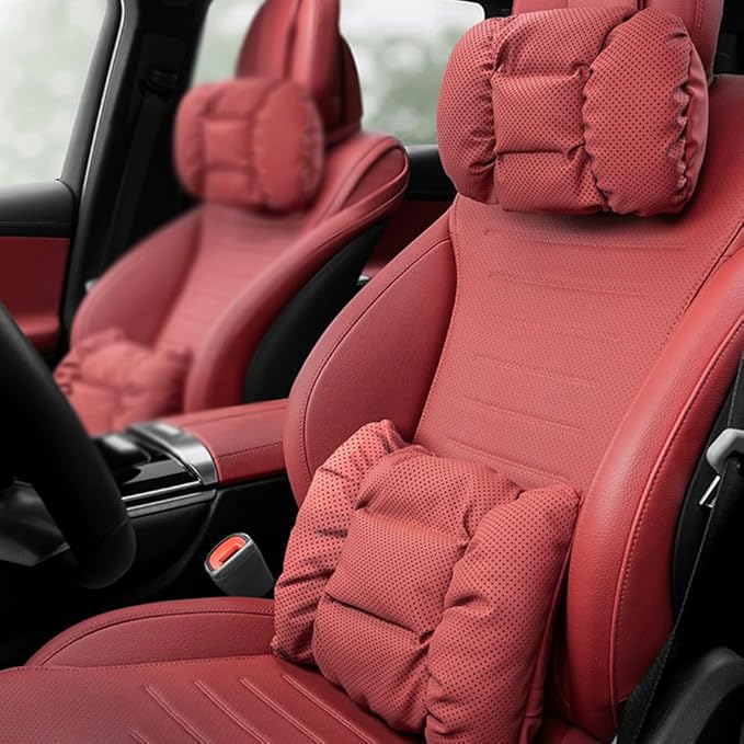 Neck Pillow Automotive Seat Cushions for Honda CR-V 6th/VI V IV III II I RW/RT/RM/RE/RD/Hybrid 2015-2025, Relieving Neck Stiffness Sciatica Relief Car Headrest Lumbar Pillow,Red