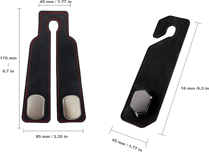 3PCS Car Seat Back Hook, Leather Car Seat Organiser Hooks, Universal Car Back Seat Headrest Hanger ,Car Seat Purse Hook,Car Hanger Storage Car Seat Back Organizer for Bags,Purses, Handbags (Black)