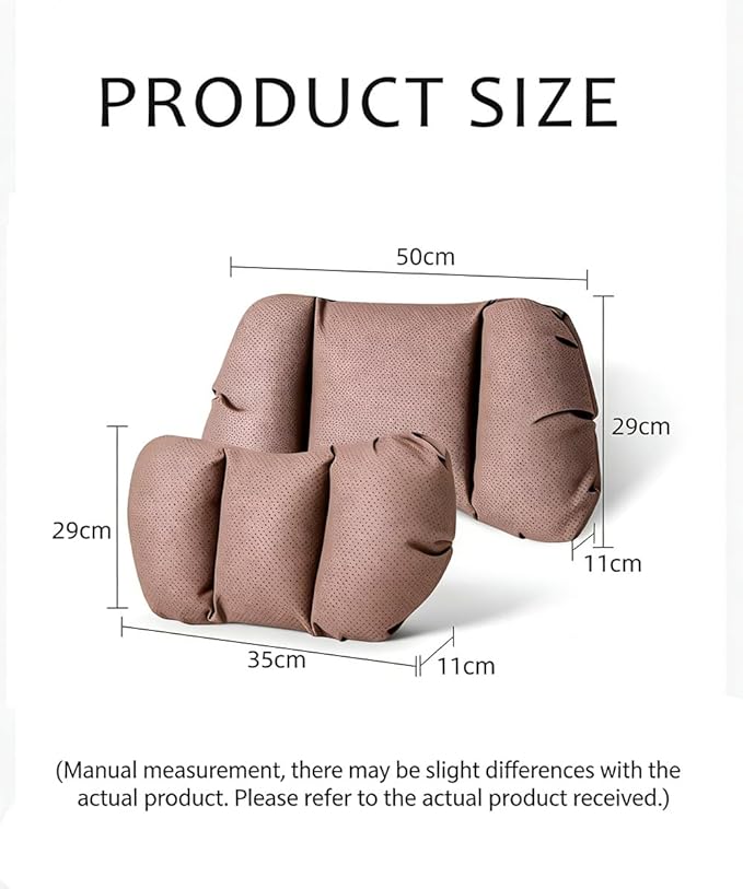 Car Neck Pillow & Lumbar Support for Lincoln Aviator 2020-2024 Ergonomic Breathable Mesh Auto Seat Back Cushion Headrest,Brown-Lumbar Support