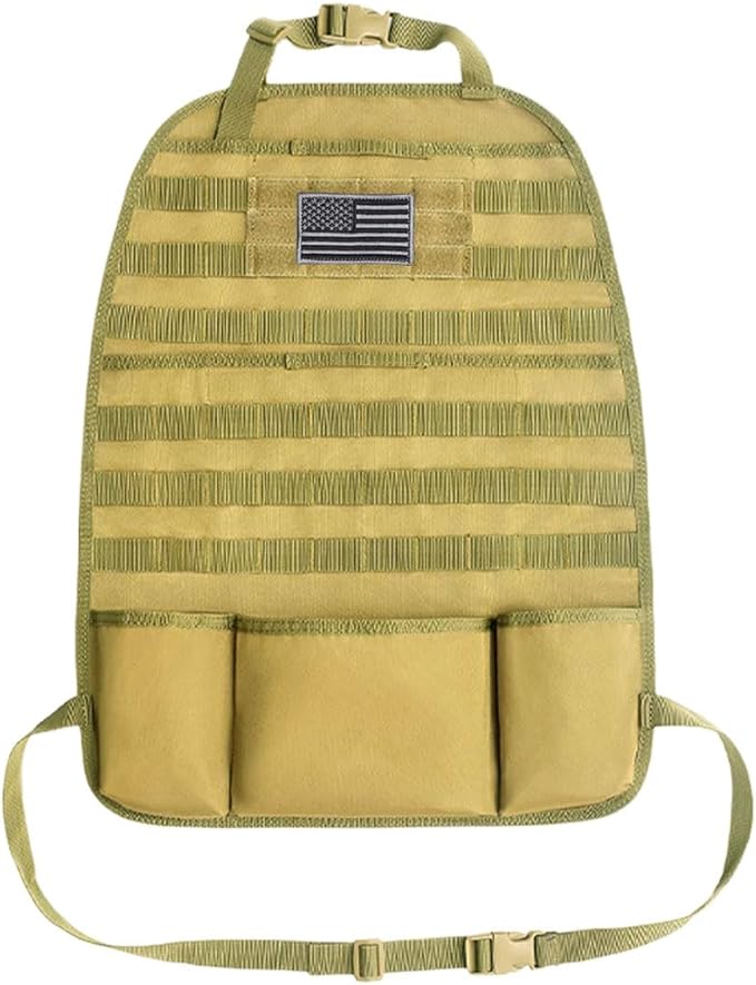 Car Seat Back Organizer, Car Seat Cover Protector, Backseat Hanging Car Seat Storage Bag, Tactical Backseat Organizer Panel, Multipurpose Car Travel Accessories for Most Vehicles (Coyote Brown, 1PC)