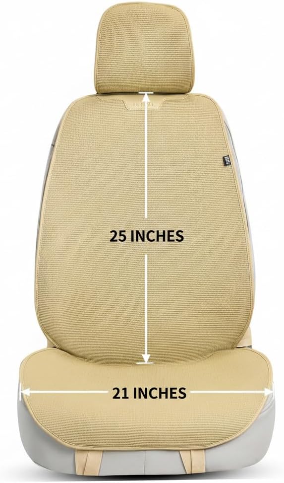 Car Seat Cover Ultra-Thin Ice Silk Woven Fabric, 3D Elastic Fiber Structure with Silicone Non-Slip Base Fabric, (Beige 1)