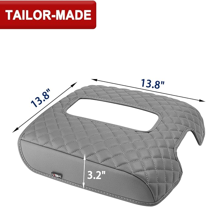 KBH Center Console Armrest Cover for Chevy Suburban Tahoe & GMC Yukon 2015-2020, Silverado & Sierra 1500 2500 3500 2014-2018, Bucket Seat, Customized Arm Rest Lid Protective Cushion, PU Leather