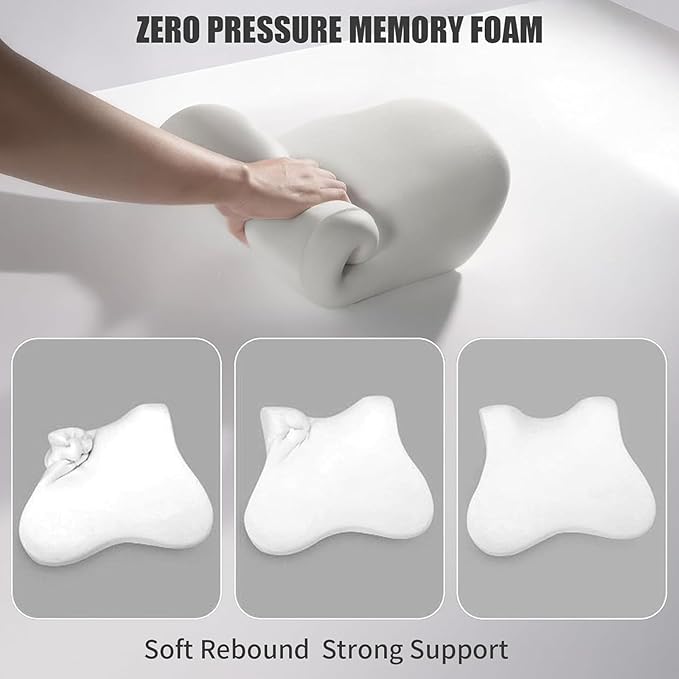 Car Headrest & Lumbar Support Cushion for Citroen DS3 C5 C3 C2 C4 C6, Ergonomic Automotive Seat Neck Pillow Lumbar Backrest Pad Neck Back Pain Relief Detachable Washable, Blue