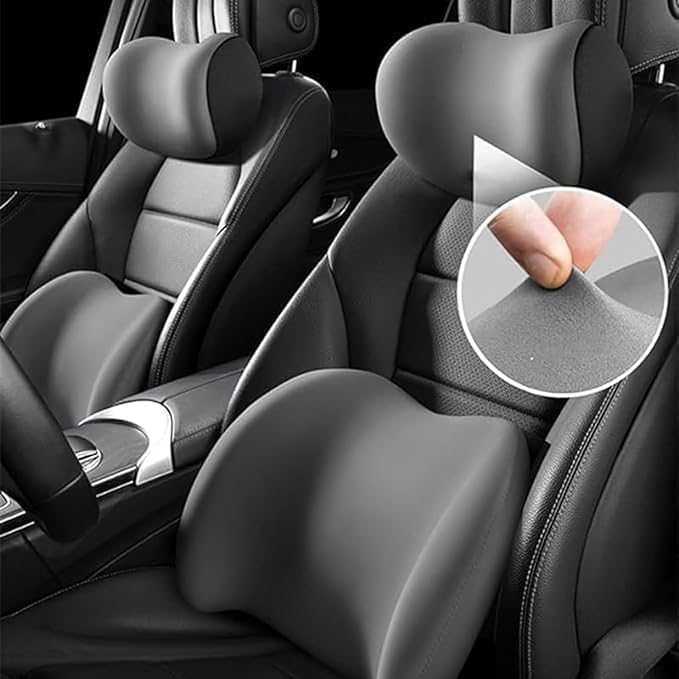 Car Lumbar Support Pillow and Car Neck Pillow for Mercedes-Benz ML-Class (W164), Ergonomic Car Seat Headrest Lumbar Cushion for Back Pain Relief,Black-Lumbar Cushion