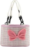 Multifunctional Car Seat Back Organizer Storage Bag Vintage Cotton Linen Hanging Vehicle Organizer for Vehicles Interior Organizer Accessories, Pink Linen Fabric