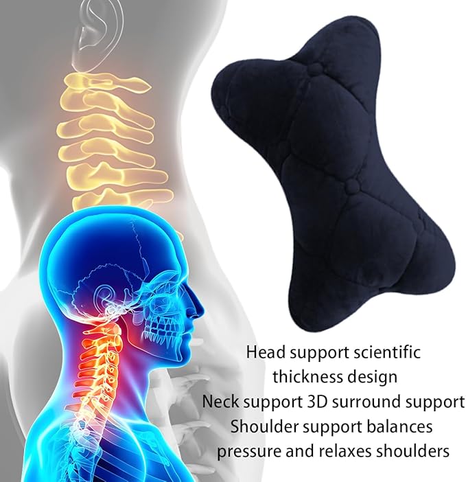 2PCS Car Headrest Pillow, Soft Comfortable Vehicle Neck Pillow Cushion, Automotive Interior Head Rest Pad Accessories for Driving Fatigue Relief, Universal for SUV, Sedan, Truck (Black)