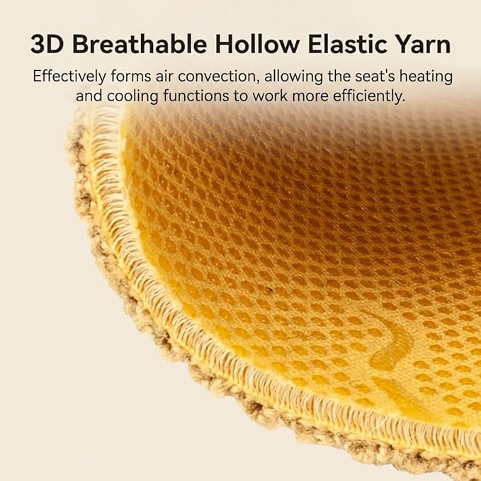 Car Seat Cover Ultra-Thin Ice Silk Woven Fabric, 3D Elastic Fiber Structure with Silicone Non-Slip Base Fabric, (Beige 1)
