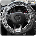 100PCS Universal Disposable Steering Wheel Cover, Plastic Transparent Car Steering Wheel Protector with Elastic Trims, Steering Wheel Covers for Automotive Service Body Shops