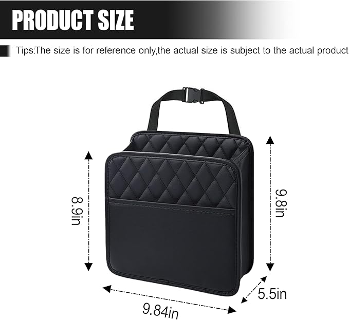 Foldable Car Seat Back Organizer, Large Capacity Hanging Car Backseat Storage Bag with Cup Holders, PU Leather Waterproof Car Trash Bag Can, Car Travel Accessories for Most Vehicles (1PC)