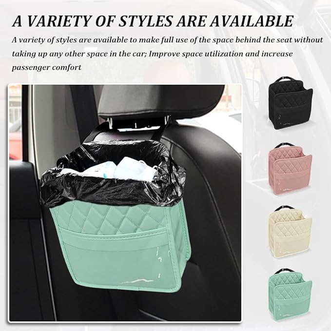 Car Seat Back Organizer, Car Organizers and Storage, PU Leather Vehicle Backseat Hanging Storage Pocket, Multipurpose Auto Travel Essentials Accessories for Kids & Adults, Universal for Cars (Green)