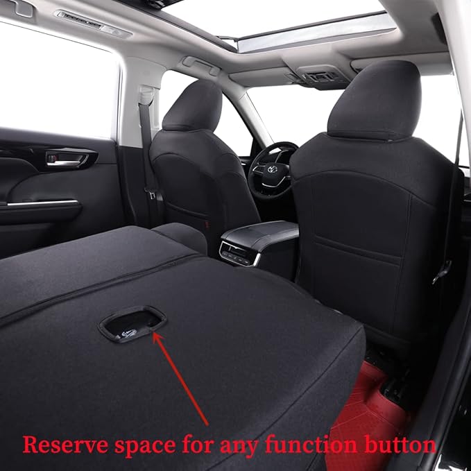 coverdream Custom Seat Covers Compatible with Select Toyota Highlander 2014 2015 2016 2017 2018 2019,Three Row,Second Row 40/60 Split (Black,Full Set)