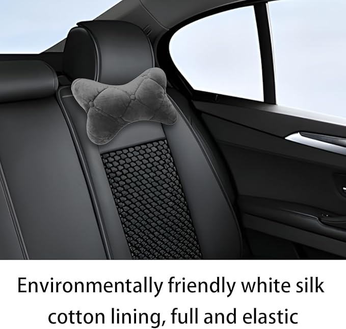 2PCS Car Headrest Pillow, Soft Comfortable Vehicle Neck Pillow Cushion, Automotive Interior Head Rest Pad Accessories for Driving Fatigue Relief, Universal for SUV, Sedan, Truck (Gray)