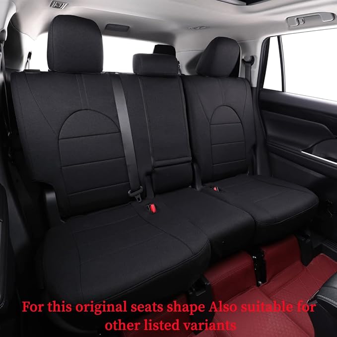 coverdream Custom Seat Covers Compatible with Select Toyota Highlander 2014 2015 2016 2017 2018 2019,Three Row,Second Row 40/60 Split (Black,Full Set)