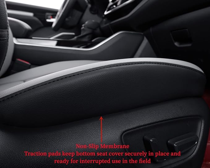 coverdream Custom Seat Covers Compatible with Select Toyota Highlander 2014 2015 2016 2017 2018 2019,Three Row,Second Row Captain Chair - Leatherette (Black/Gray,Full Set)