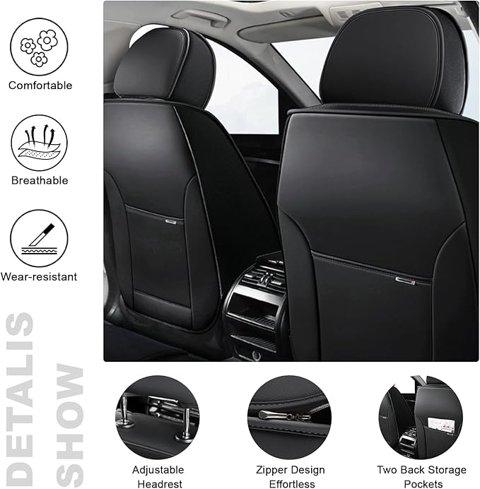 AREKA 2 Seat Covers for Honda Accord 2003-2026 Breathable Car Seat Covers,Anti-Slip Waterproof Car Seat Protectors with Airbag,Automotive Vehicle Cushion with Storage Pockets (Standard,Brown)