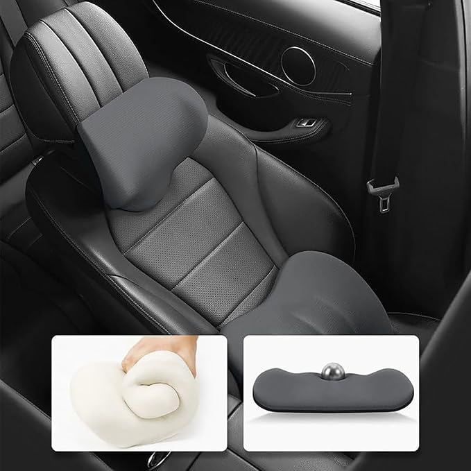 Car Headrest & Lumbar Support Cushion for Honda CRV 2023 2024 2025, Ergonomic Car Seat Headrest Memory Foam Neck and Back Pillow Kit Breathable Removable for Driving Fatigue Relief,Dpink