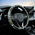 Boho Floral Steering Wheel Cover Auto Leather Steering Wheel Protector, Anti-Slip, Breathable, Absorbing Sweat, Universal Floral Car Accessories 14.5–15 inch,Fit for Most Car, Trucks, SUV