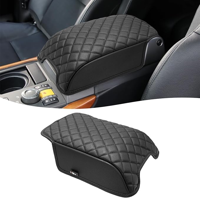KBH Center Console Armrest Cover for 2006-2016 Land Rover LR3 & LR4, 2006-2013 Range Rover Sport, Middle Console Lid Protector, Vinyl Leather, Customized Accessories, Black (Not for Other Models)
