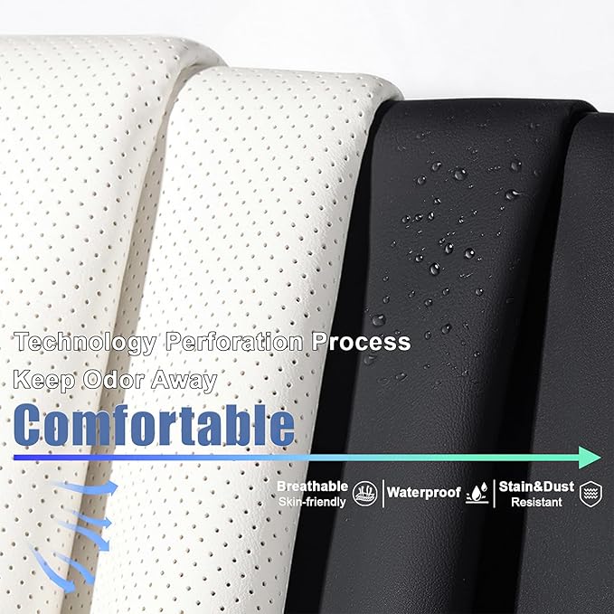 AREKA 2 Car Seat Covers for Honda Accord 2003-2026 Breathable Leather,Waterproof Car Seat Protectors with Comfort Headrest Pillows,Automotive Vehicle Cushion with Storage Pockets (Luxury,Redline)