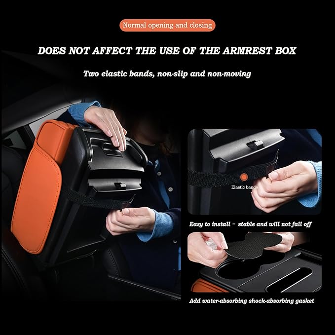 Car Center Console Cover for Acura MDX 2014-2025, Armrest Storage Box, Multifunctional Center Console Cover Organizer, Leather Armrest Protector Pad for SUV,A Black