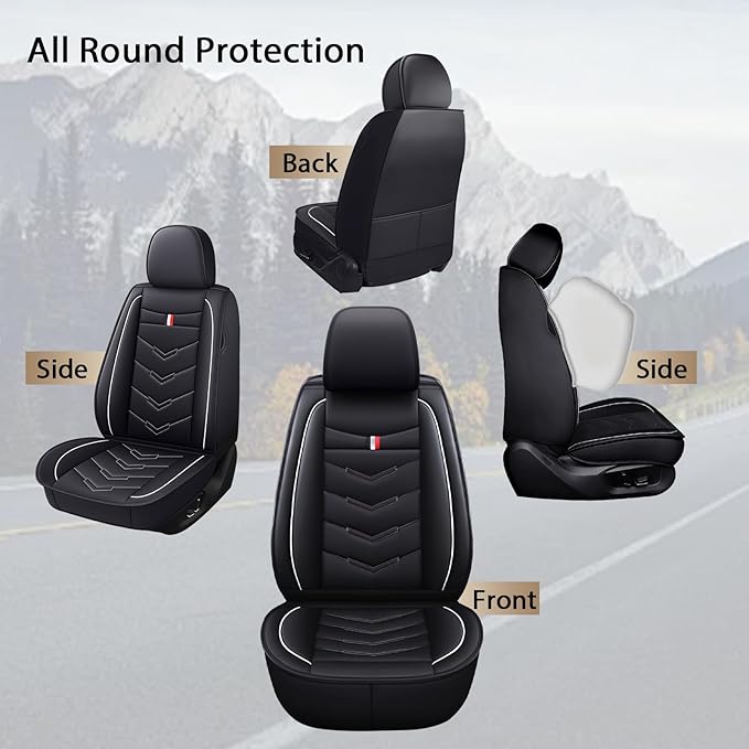 MVRVMV 8 Seat Covers for Honda Pilot 2010-2026, Waterproof Anti-Slip Car Seat Cover Compatible with Airbags (8 Seat Standard, Black-White