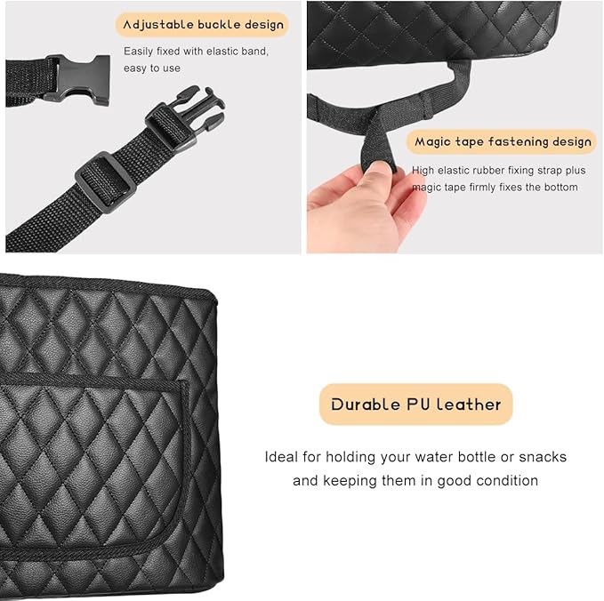 Car Purse Holder Between Seats, Leather Automotive Seat Back Organizer Large Capacity Bag, Front Seat Pocket Handbag Holder & Barrier of Backseat Pet Kids for Most Vehicles