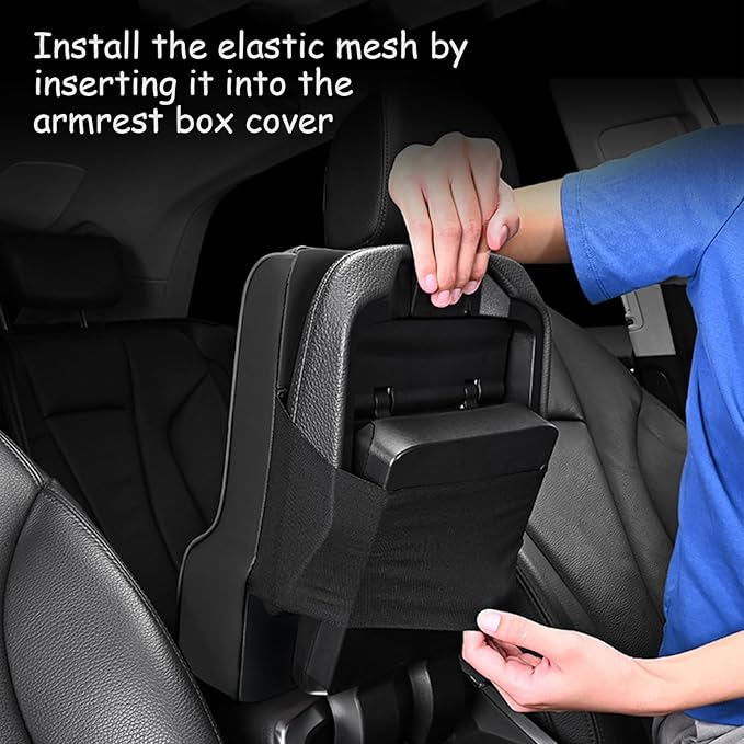 Car Center Console Armrest Pillow for Toyota Camry Auris Aygo Yaris Corolla Supra Highlander,Auto Anti-Scratch Memory Foam Center Console Pad,Leather Arm Rest Protector Cushion,Blue