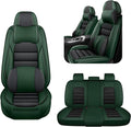 AREKA 5 Car Seat Covers for Honda Civic 2002-2026 Breathable Leather,Waterproof Car Seat Protectors with Comfort Headrest Pillows,Automotive Vehicle Cushion with Storage Pockets (Luxury,Green)