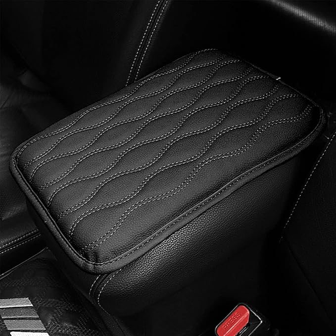 x xotic tech Center Console Cover Cushion Pad, Universal Waterproof Leather Armrest Seat Box Cover Protector Auto Interior Accessories for Most Cars, SUV, Truck 7.8" x 12" (Black)