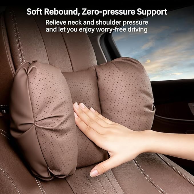 Car Neck Pillow & Lumbar Support for Mazda MX-5 Miata 2019-2023 Ergonomic Breathable Mesh Auto Seat Back Cushion Headrest,Brown-Neck Pillow