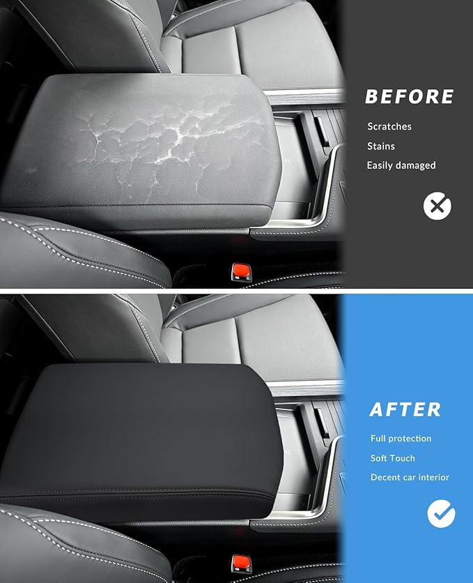 INTGET for 2024 2025 2026 Lexus GX 550 Center Console Cover Leather with Thin Pad Center Arm Rest Cover Middle Console Protector for Lexus GX 550 Accessories 2024 2025 2026 (Black Stitches)