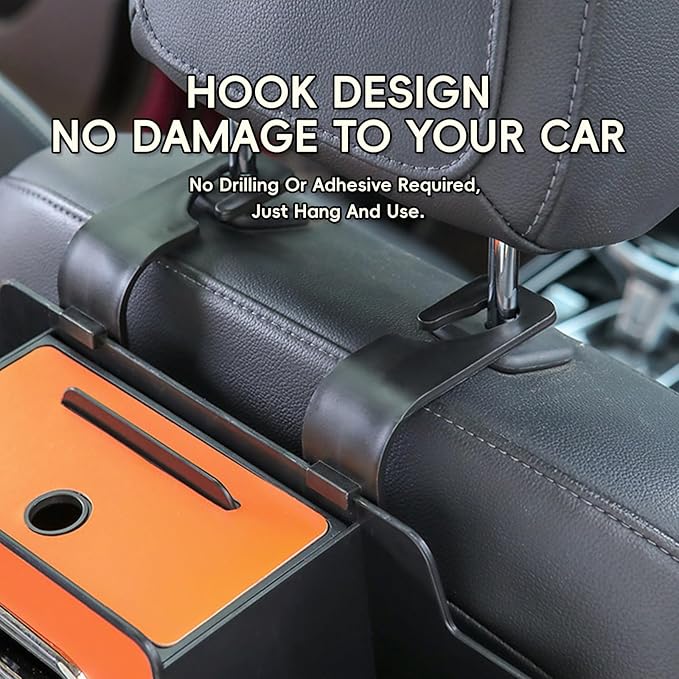 Geshus Backseat Organizers Hanging Storage, Car Seat Back Organizer With Tissue Holder, For Hold Phone,Drinks,Handbag,Compatible With Most Vehicles (Beige)